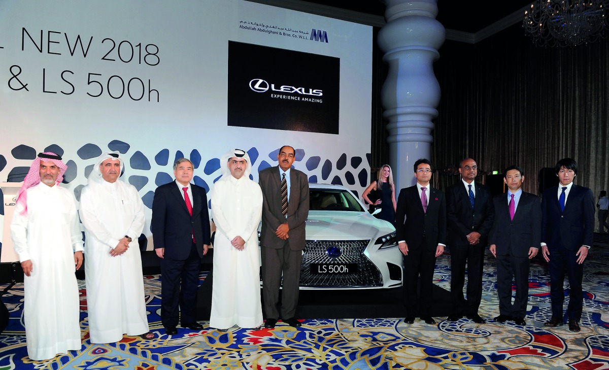 Dr Nasser Abdulghani Al Abdulghani, Chairman of Abdullah Abdulghani and Brothers Co (AAB); with Seiichi Otsuka, Ambassador of Japan to Qatar; Abdulrahman Abduljaleel Al Abdulghani, Vice-Chairman, AAB; Toshiyuki Nakahara, Project GM, Lexus International (L