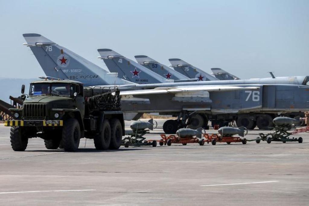 Russian military jets are seen at Hmeymim air base in Syria. Reuters