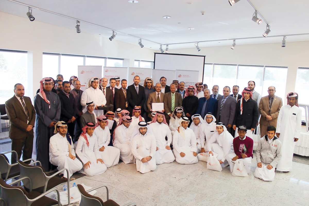 Officials with the winners of the 5th High School Wooden Bridge Competition.