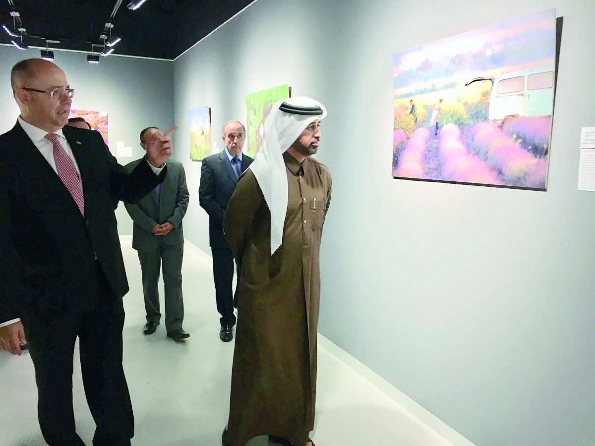 Bulgarian Ambassador Metin Kazak (left) and Katara General Manager Dr Khalid bin Ibrahim Al Sulaiti at the opening of “Fragrances from Bulgaria” exhibition at Katara, yesterday. Pic: Raynald C Rivera / The Peninsula