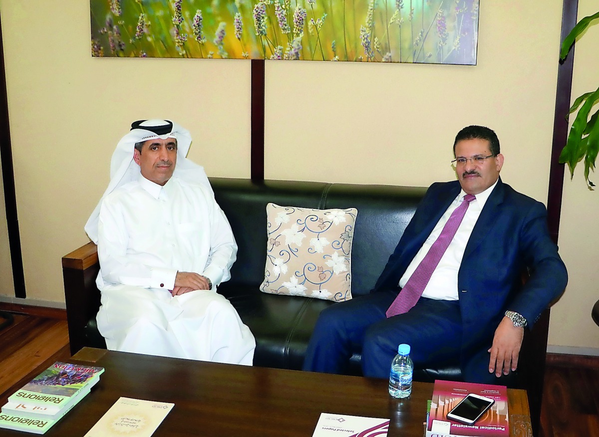 Dr Ibrahim bin Saleh Al Nuaimi, Chairman of DICID, with Dr Rafiq Abdussalam, Tunisia’s former Minister of Foreign Affairs and Director of the Centre for Strategic and Diplomatic Studies.