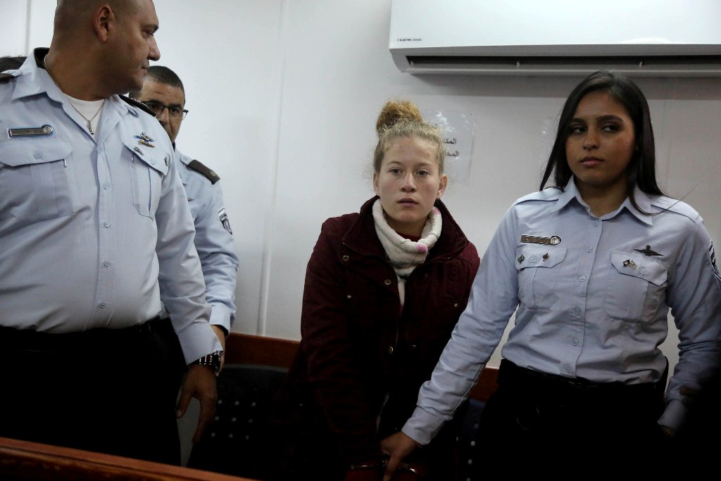 RAMALLAH, WEST BANK - DECEMBER 25: The 16-year-old Palestinian Ahed al-Tamimi, who was awarded the 