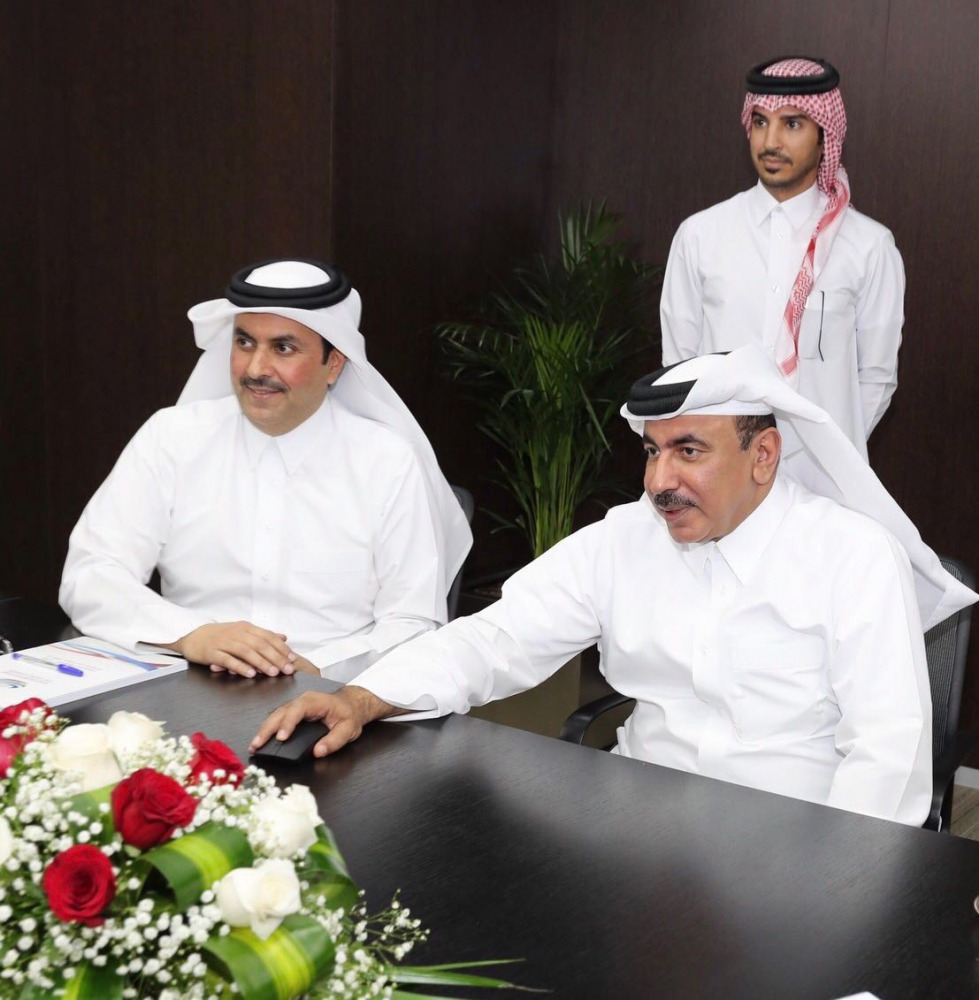 Minister of Transport and Communications H E Jassim bin Saif Al Sulaiti inaugurating the new website of Civil Aviation Authority (CAA) in the presence of Abdulla Nasser Turki Al Subaey, Chairman, CAA.