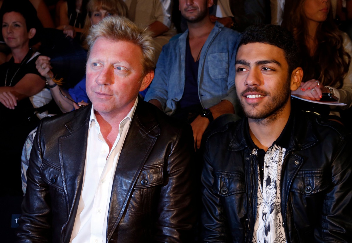 This file photo taken on July 07, 2012 shows former tennis player Boris Becker (L) and his son Noah Becker during a fashion presentation of the German label Minx during the Mercedes-Benz Fashion Week in Berlin. Noah Becker said on January 3, 2018 that he 