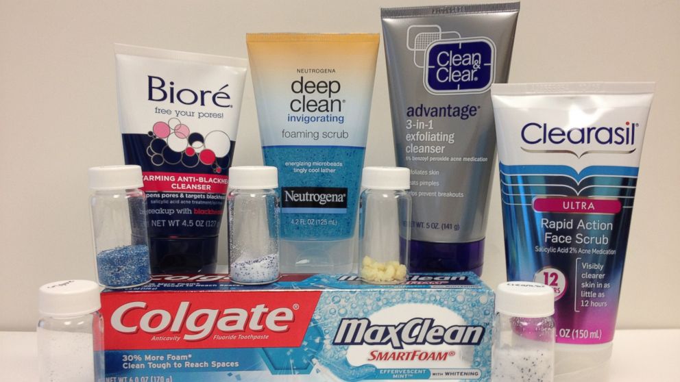 FILE PHOTO: Researchers filtered these facial cleansers and toothpastes in a lab to see how many plastic microbeads they contained. (Courtesy of the New York Attorney General)   