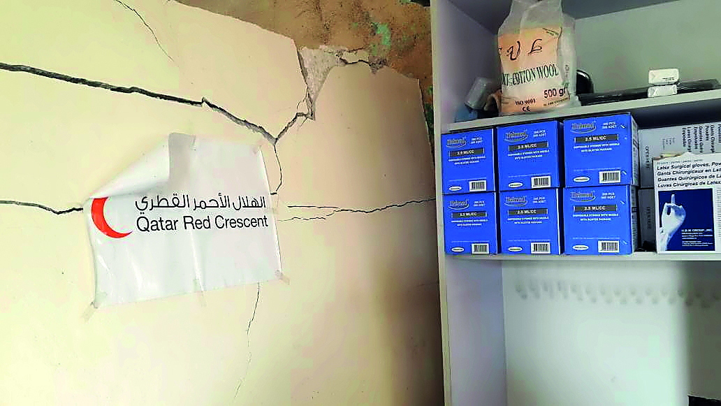 The damaged QRCS healthcare facility at Idlib