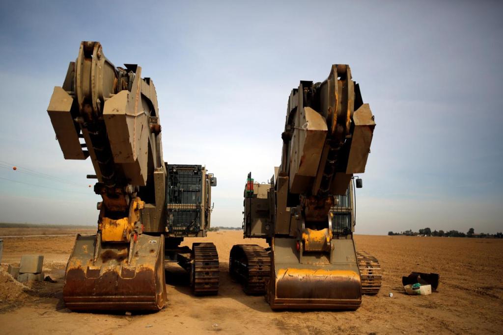 File photo of diggers are seen near the area where the Israeli forces said a 