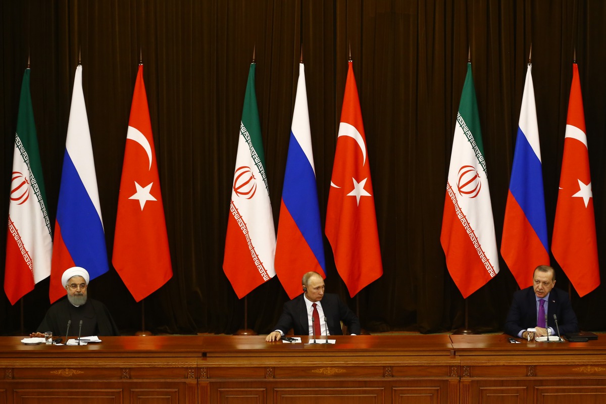 The three powers, Iran, Russia  and Turkey  are joint sponsors of a peace process for Syria that has looked to still fighting by setting up 