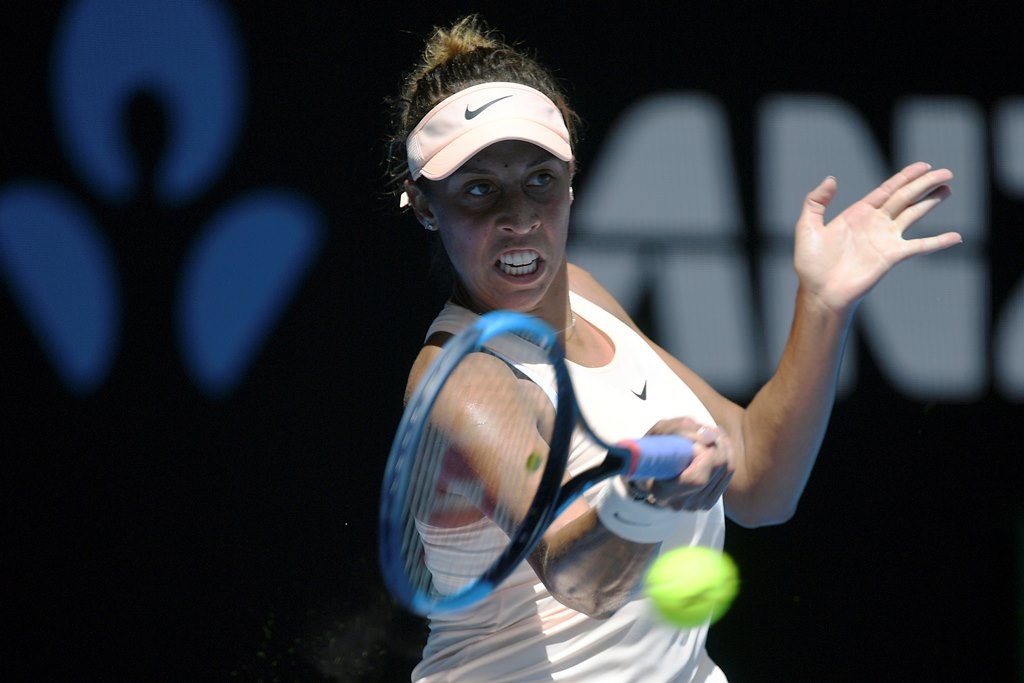 Madison Keys of the USA in action against Caroline Garcia of France during round four on day eight of the Australian Open tennis tournament, in Melbourne, Victoria, Australia, 22 January 2018. EPA/JOE CASTRO AUSTRALIA AND NEW ZEALAND OUT