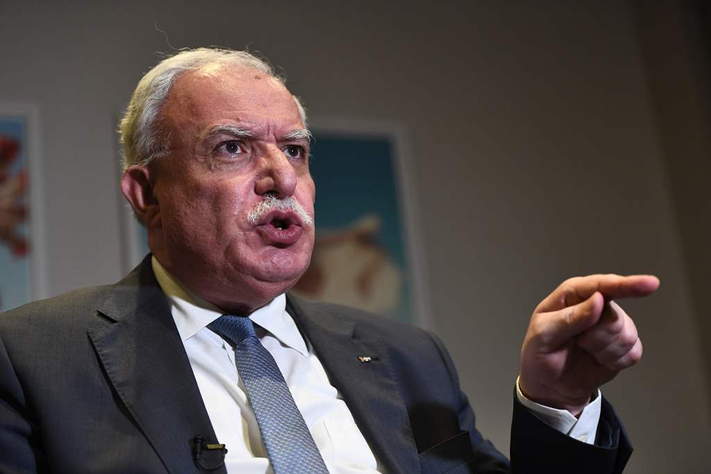 Palestinian Foreign Minister Riyad al-Maliki speaks during an interview to Agence France-Presse on January 21, 2018 in Brussels. AFP / EMMANUEL DUNAND

