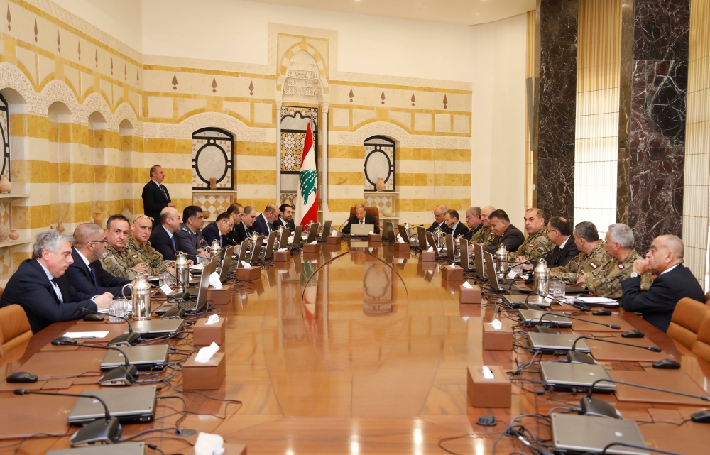 Lebanese President Michel Aoun meets with Lebanon's Higher Defence Council at the presidential palace in Baabda, Lebanon February 7, 2018. Dalati Nohra/ via Reuters