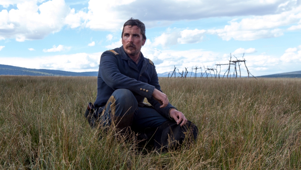 A still of the actor Christain Bale from the movie Hostiles.