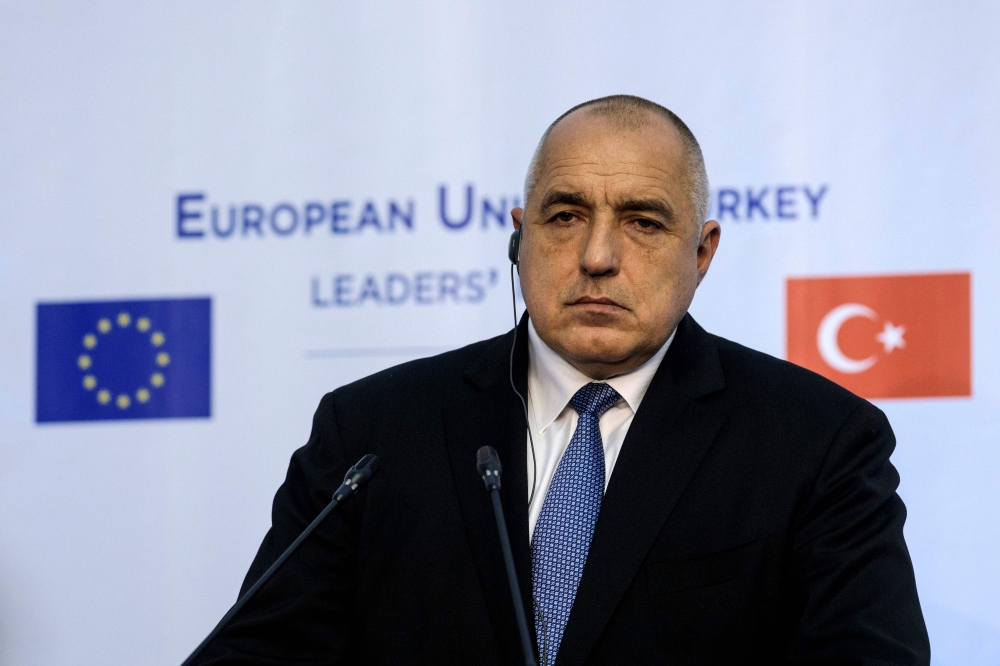 File photo of Bulgarian Prime Minister Boyko Borissov attending a join news conference with Turkish President, European Union President and European Commission chief in Varna on March 26, 2018. / AFP / DIMITAR DILKOFF