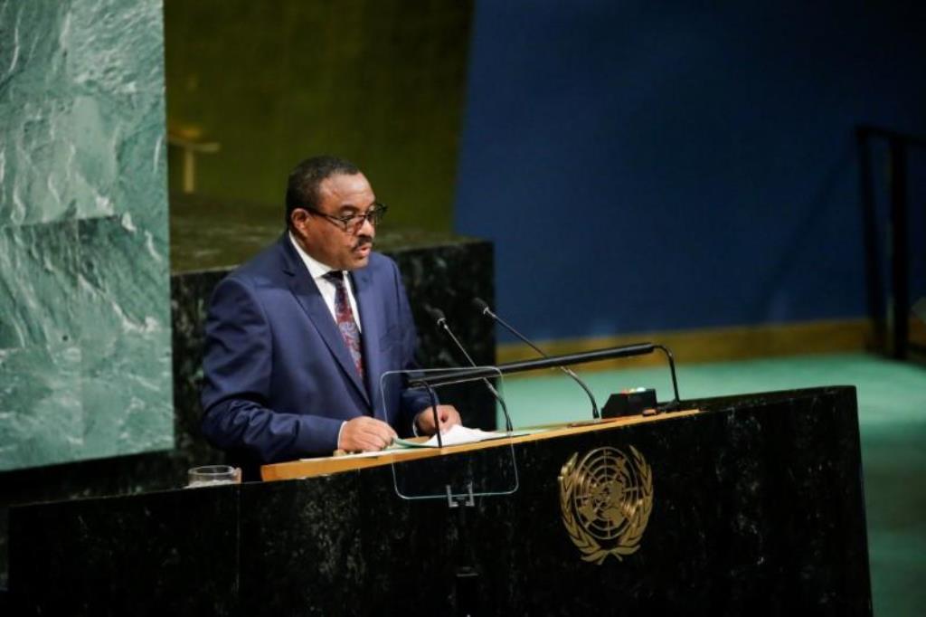 File photo of Ethiopian Prime Minister Hailemariam Desalegn addressing the 72nd United Nations General Assembly at UN headquarters in New York, US, September 22, 2017. REUTERS/Eduardo Munoz