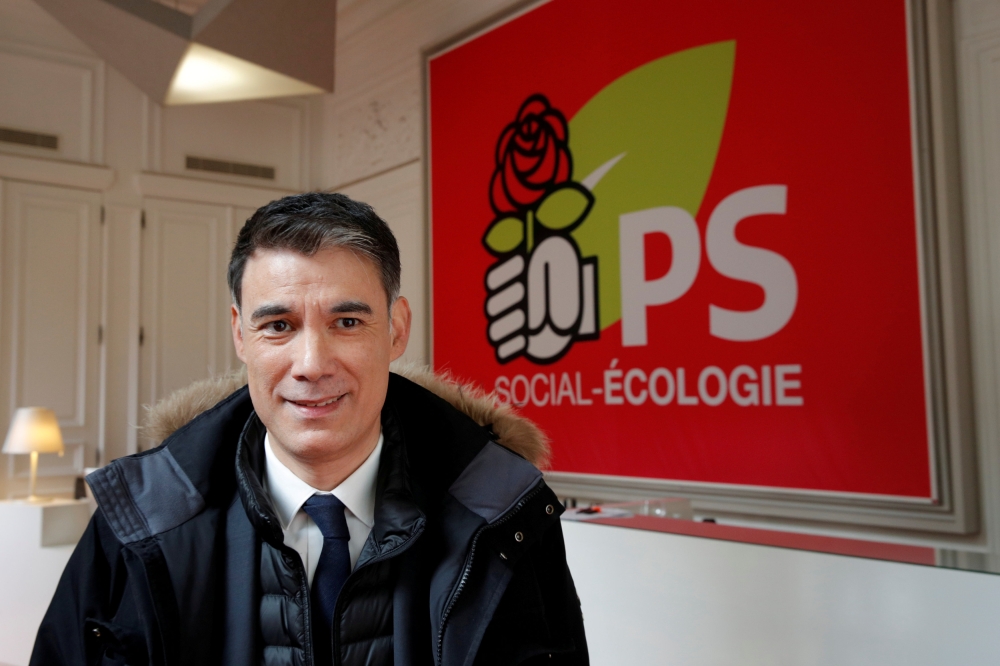 Olivier Faure, newly-elected First Secretary of French Socialist Party, poses before a news conference at the French Socialist Party rue de Solferino headquarters in Paris, France, March 30, 2018. Reuters/Philippe Wojazer/