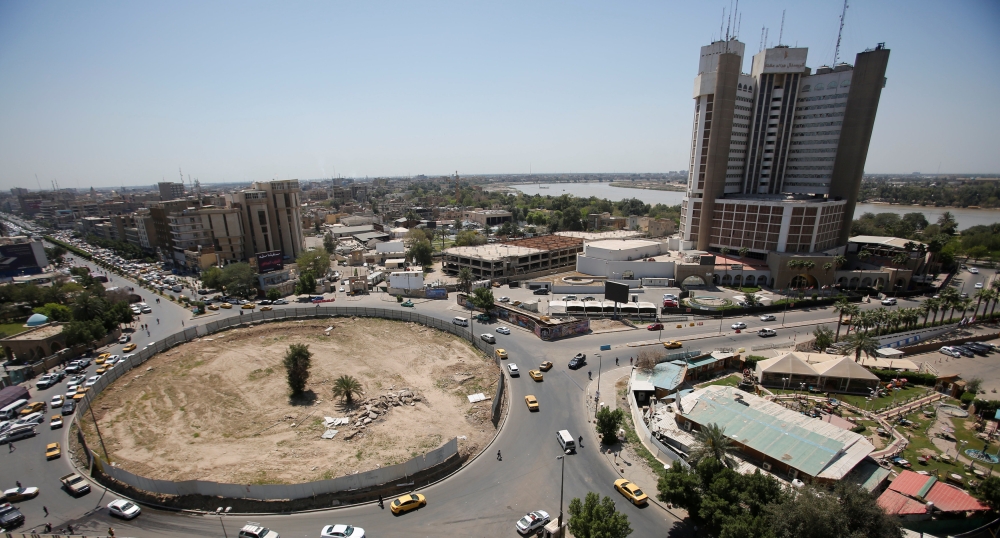 A view of al-Firdous Square, where the statue of Saddam Hussein was pulled down by U.S. Marines on April 9, 2003, in Baghdad, Iraq April 8, 2018. Picture taken April 8, 2018. REUTERS/Khalid al Mousily
