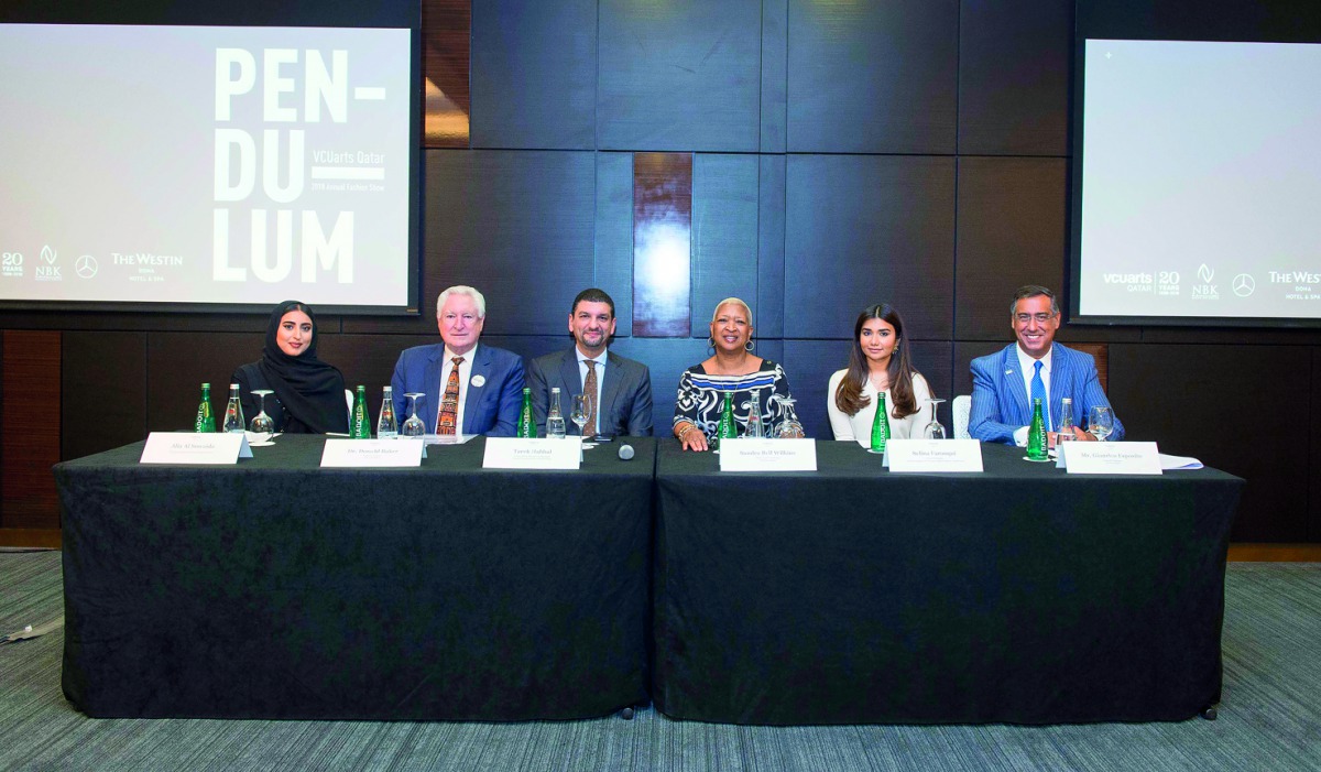The officials of VCUarts Qatar announce the details of its 19th Annual Fashion Show ‘Pendulum’ during a press conference at the Westin Doha Hotel & Spa.
