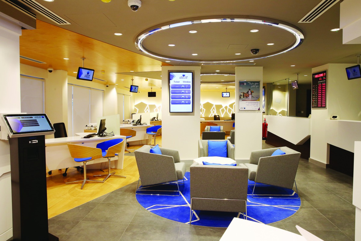 The Interior of the renovated Al Aziziyah Branch of Ahlibank.