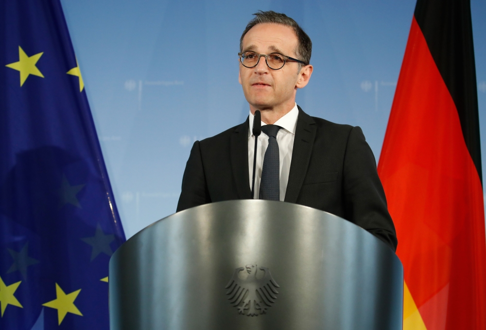 German Foreign Minister Heiko Maas gives a statement on May 9, 2018 in Berlin after US President Donald Trump pulled the United States out of a landmark deal curbing Iran's nuclear program and reimposed crippling sanctions, defying European pleas and prom