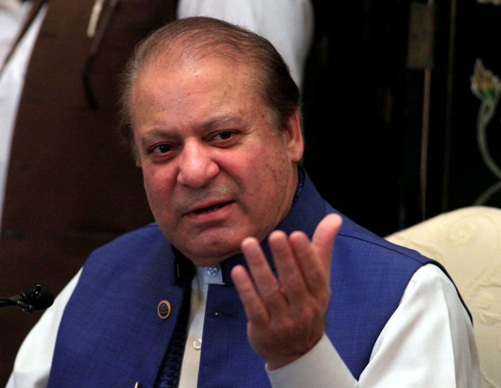 Nawaz Sharif, former Prime Minister and leader of Pakistan Muslim League (N) gestures during a news conference in Islamabad, Pakistan May 10, 2018. Reuters/Faisal Mahmood