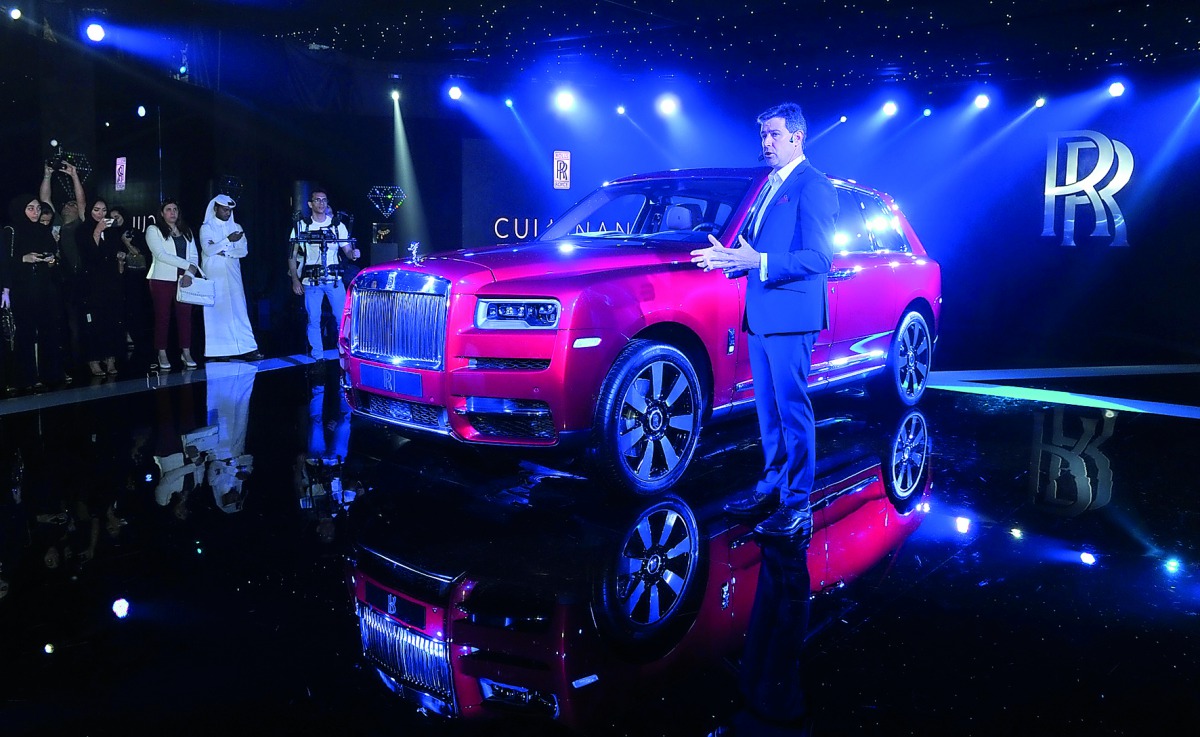 Rabih Ataya, General Manager, Rolls-Royce Motor Cars Doha, speaking during the launch of Cullinan, the first-ever SUV in the history of Rolls-Royce, at a function held at the Marsa Malaz Kempinski, at The Pearl-Qatar, yesterday.
