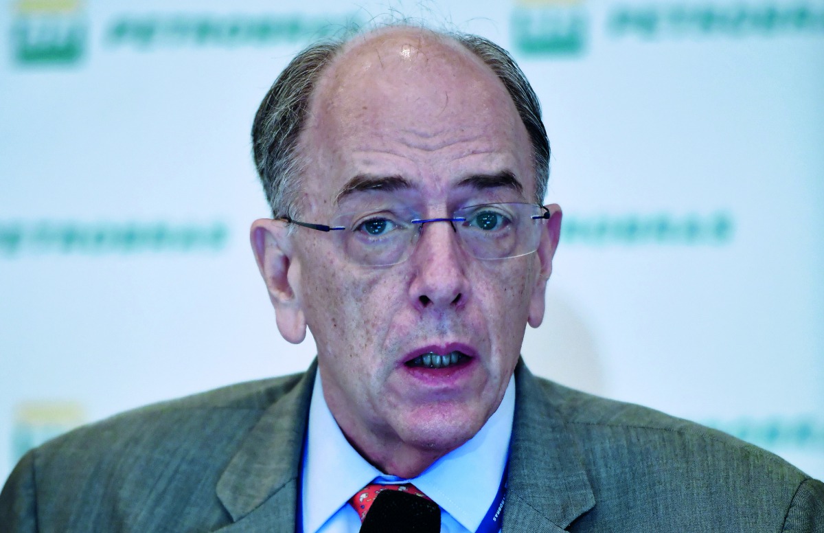The CEO of Brazil's state-controlled oil company Petrobras, Pedro Parente, speaks as the company gives its quarterly report during a press conference in Rio de Janeiro, Brazil, on May 8, 2018.  AFP / Carl De Souza