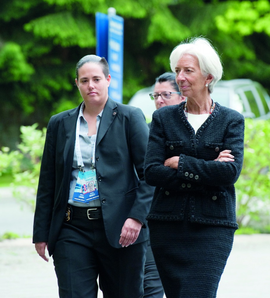 Christine Lagarde(R), Managing Director of the International Monetary Fund attends the opening of the G7 Finance Ministers and Central Bank Governors conferenceon May 31, 2018 at the Squamish Lil' wat Cultural Centre in Whistler, British Columbia.  AFP / 