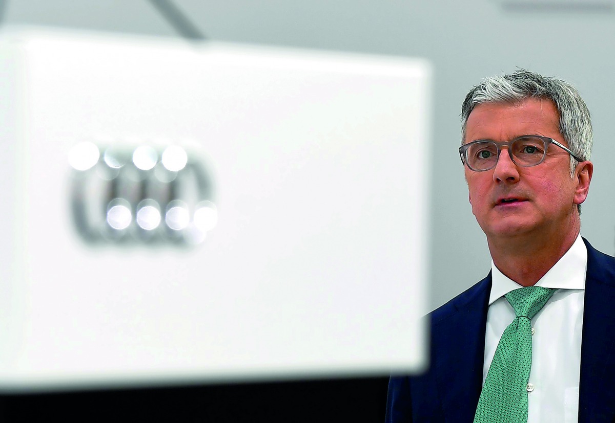 Rupert Stadler, CEO of German car maker Audi, waits prior to the Audi AG general meeting in Ingolstadt, southern Germany on May 09, 2018.  AFP / Christof Stache