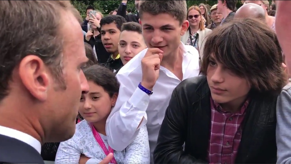 Screengrab taken from a video posted by France's President Emmanuel Macron on his official Twitter page.