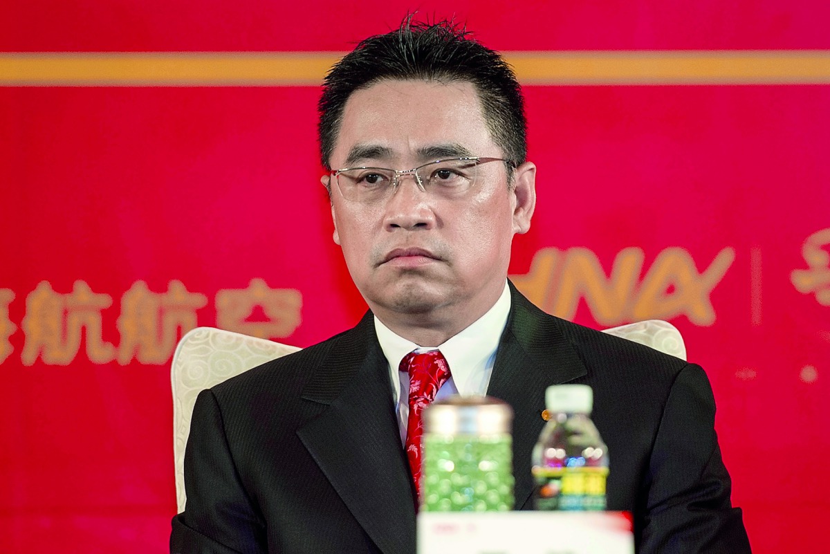 Wang Jian, Co-Chairman of HNA Group attends a meeting marking the 20th anniversary of company's founding in Haikou, Hainan province, China, April 28, 2013