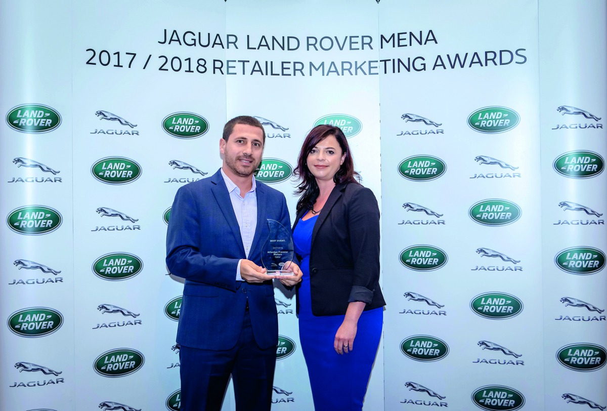 Hussein Adra, Marketing & Customer Relationship Manager for Alfardan Premier Motors, receiving the award. 