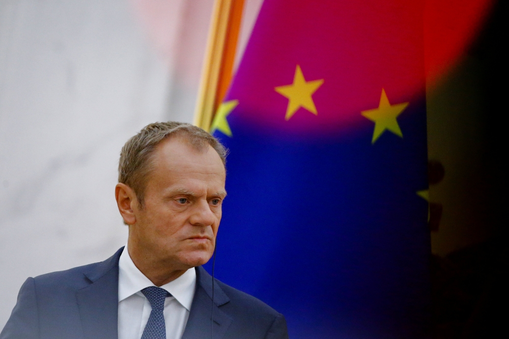 European Council President Donald Tusk attends a news conference at the Great Hall of the People in Beijing, China, July 16, 2018. REUTERS/Thomas Peter