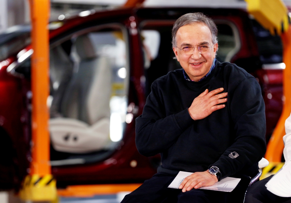 FILE PHOTO: FCA CEO Sergio Marchionne attends the celebration of the production launch of the all-new 2017 Chrysler Pacifica minivan at the FCA Windsor Assembly plant in Windsor, Ontario, U.S. May 6, 2016. Reuters/Rebecca Cook