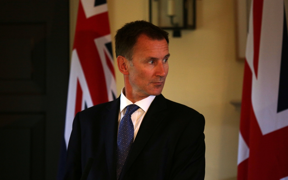 Britain's Foreign Secretary Jeremy Hunt gives a press conference at the Royal Botanic Garden in Edinburgh, Scotland July 20, 2018. (David Cheskin/ Reuters)