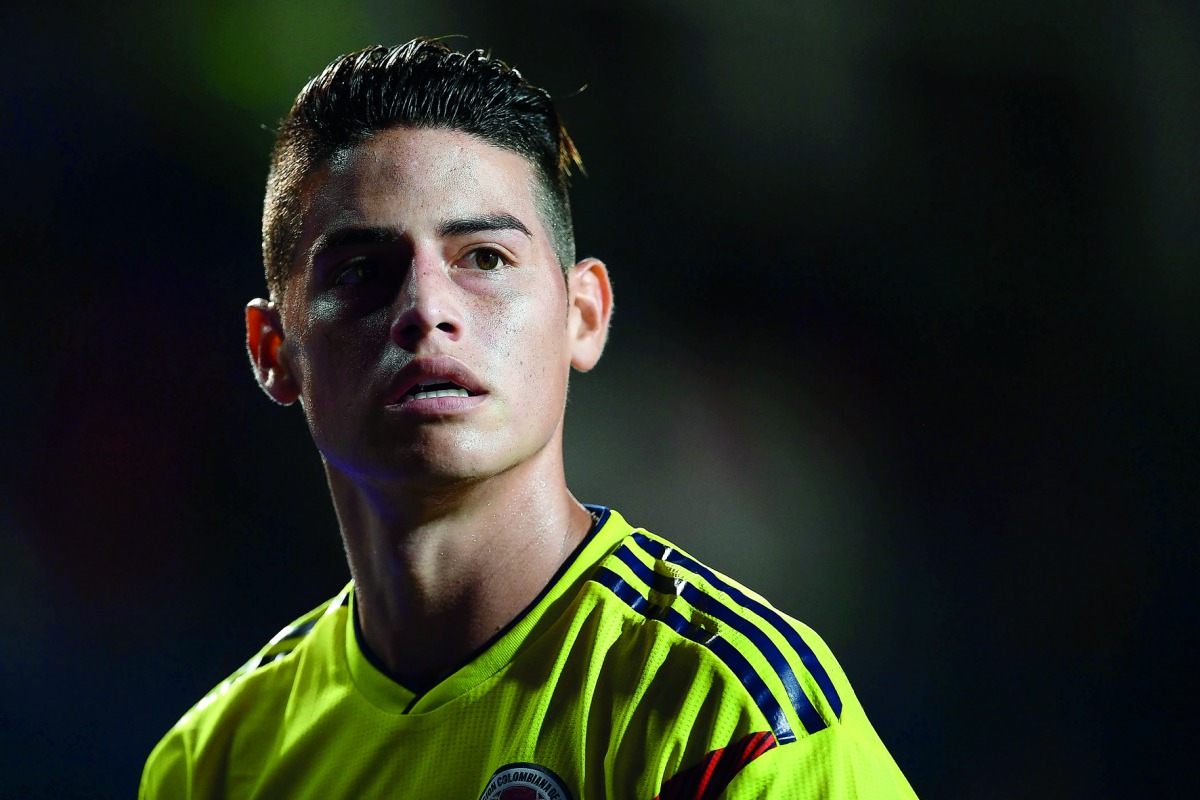 Colombia's forward James Rodriguez reacts during an international friendly football match between Egypt and Colombia at 