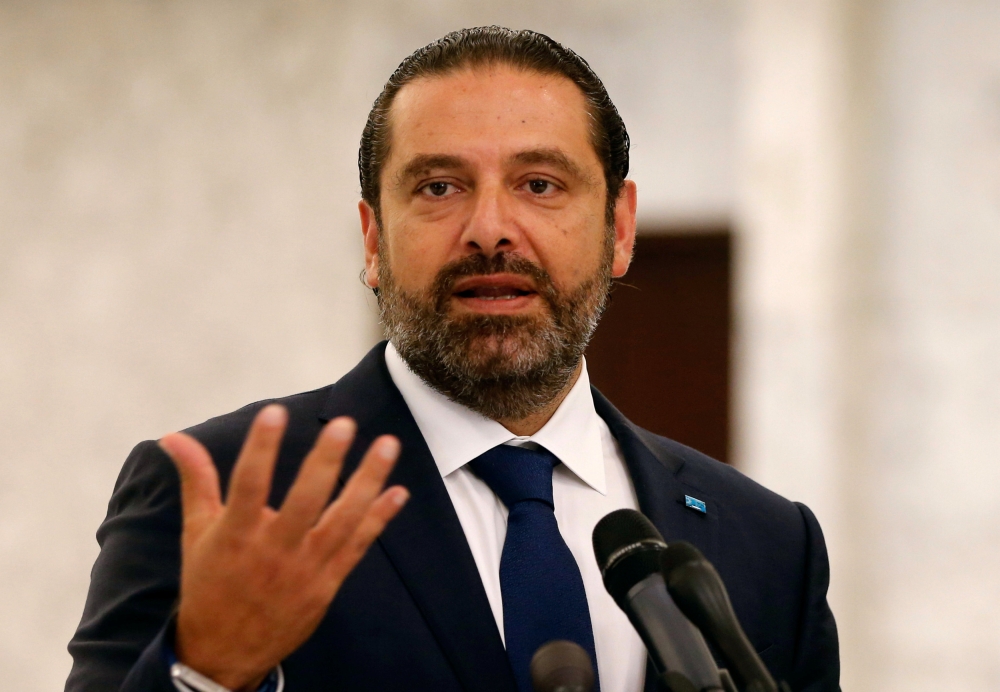 Lebanese Prime Minister-designate Saad al-Hariri looks on as he speaks at the presidential palace in Baabda, Lebanon September 3, 2018. REUTERS/Mohamed Azakir