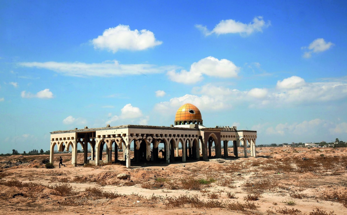 This picture taken on September 9, 2018 shows a view of the destroyed and deserted terminal of the Gaza Strip's former 