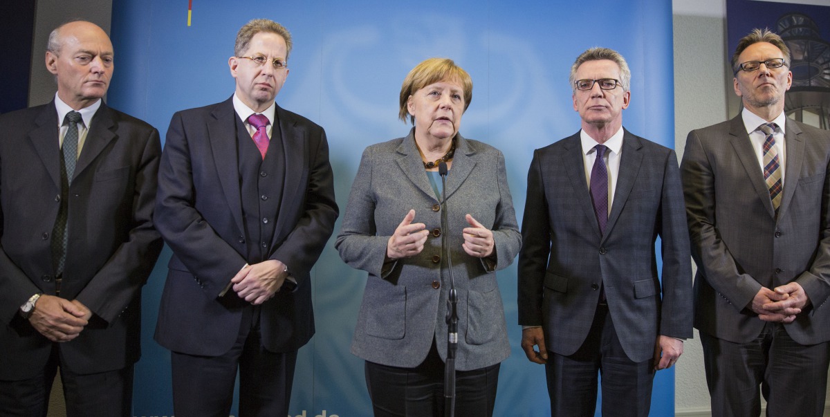 File photo of Merkel speaking to media after her visit to Terrorism Defense Center. (Mehmet Kaman/Anadolu Agency) 