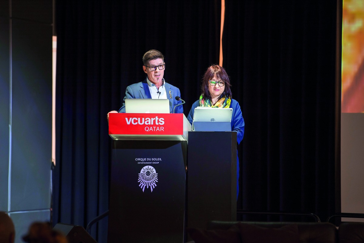 Mark DeCoste and Denise Tétreault at the costume workshop.