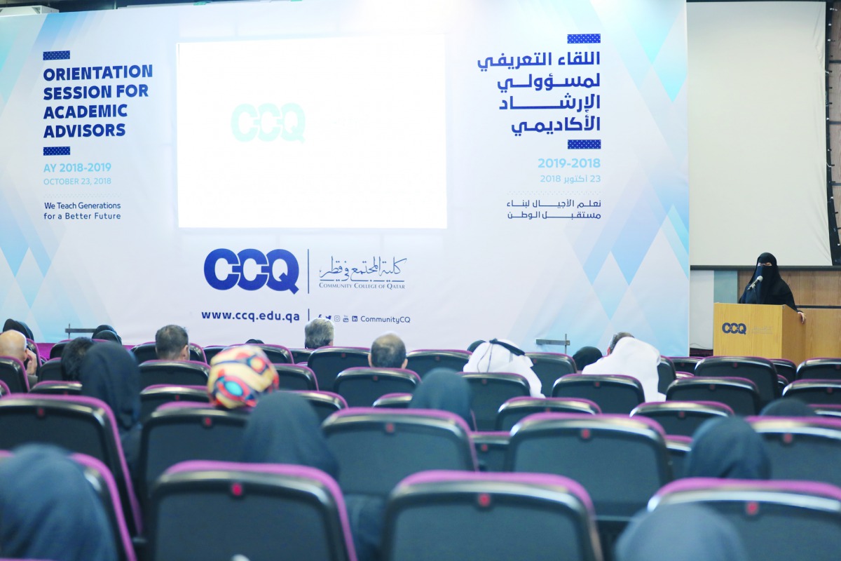 The CCQ orientation session for high school academic advisers in progress.