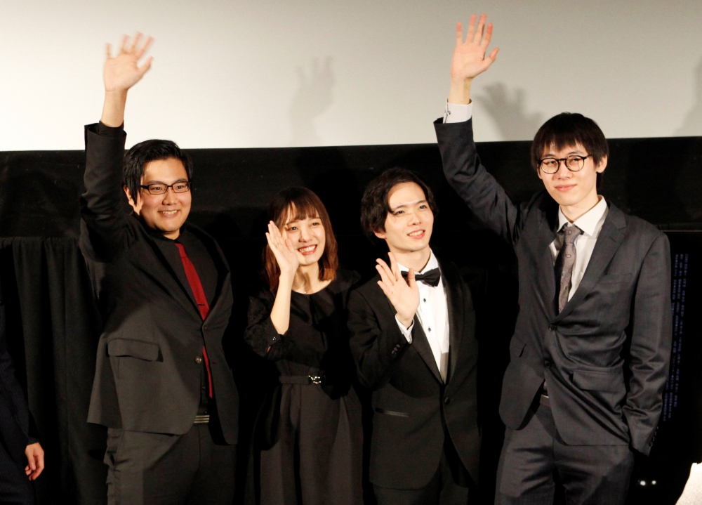 Director Kensei Takahashi (R) and cast members from 