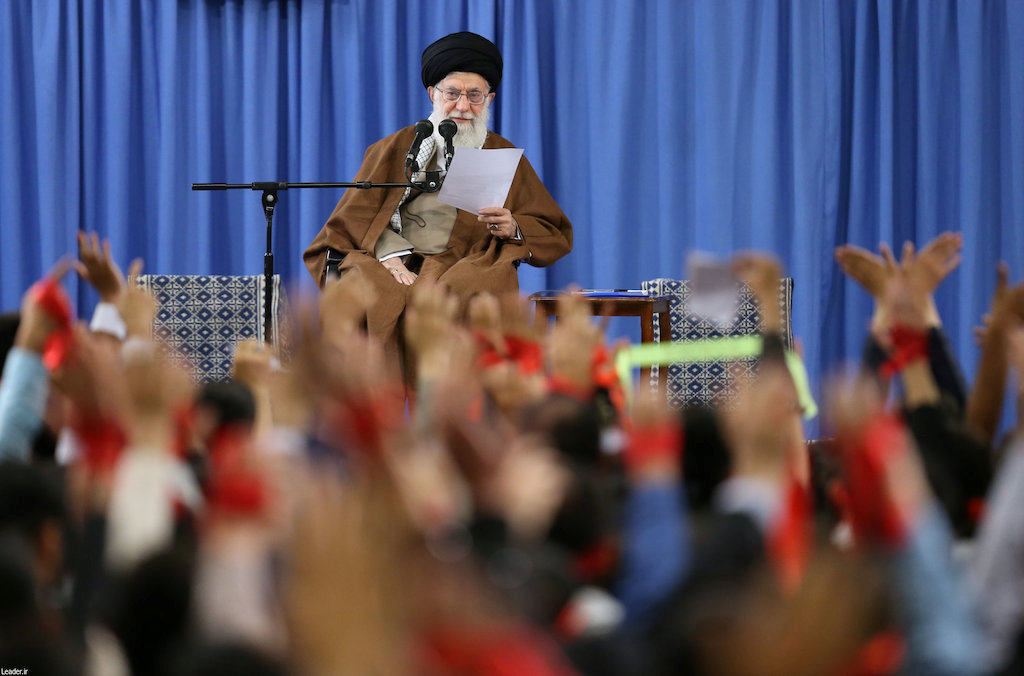 Iran's Supreme Leader Ayatollah Ali Khamenei, speaks during a meeting with students at the Hussayniyeh of Imam Khomeini in Tehran, Iran, November 3, 2018. Official Khamenei website/Handout via Reuters