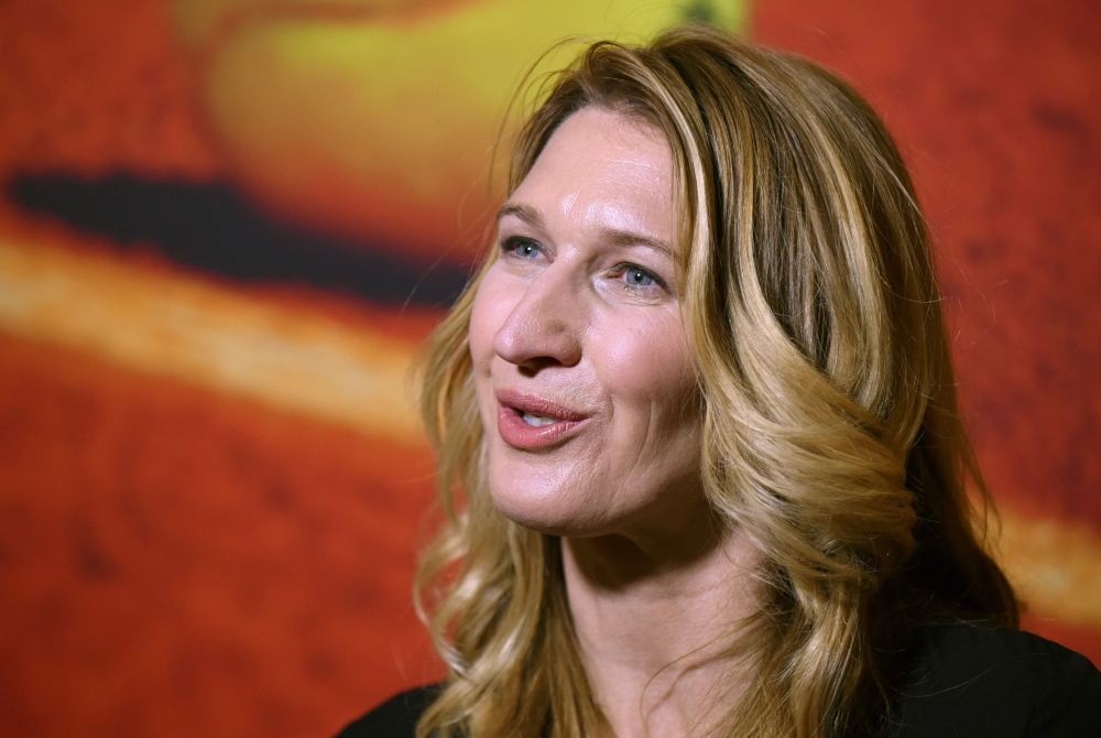 (FILES) This file photo taken on March 8, 2016 shows former world number one German tennis player Steffi Graf speaking during an interview in Tokyo. AFP / Toru Yamanaka 