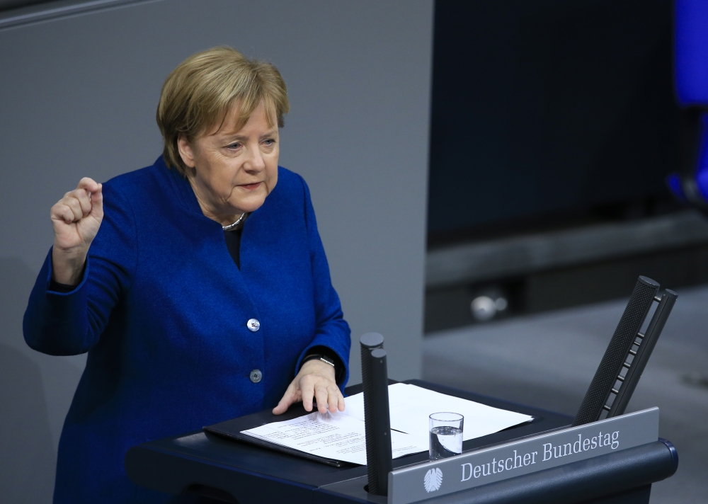 German Cahncellor Angela Merkel speaks during debates on the 2019 federal budget at a session of the German parliament 'Bundestag' in on 21 November 2018 Berlin, Germany.  Abdülhamid Ho?ba? - Anadolu
