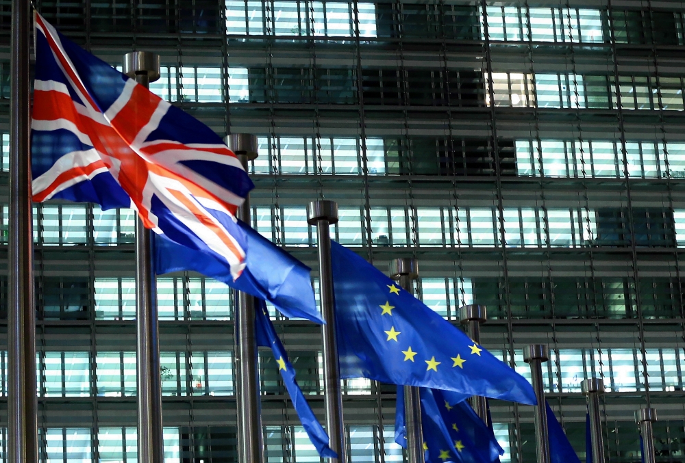 British flag waves at EU headquarters during British Prime Minister Theresa May meeting with President of the European Commission Jean-Claude Juncker in Brussels, Belgium on November 21, 2018. (Dursun Aydemir - Anadolu Agency)