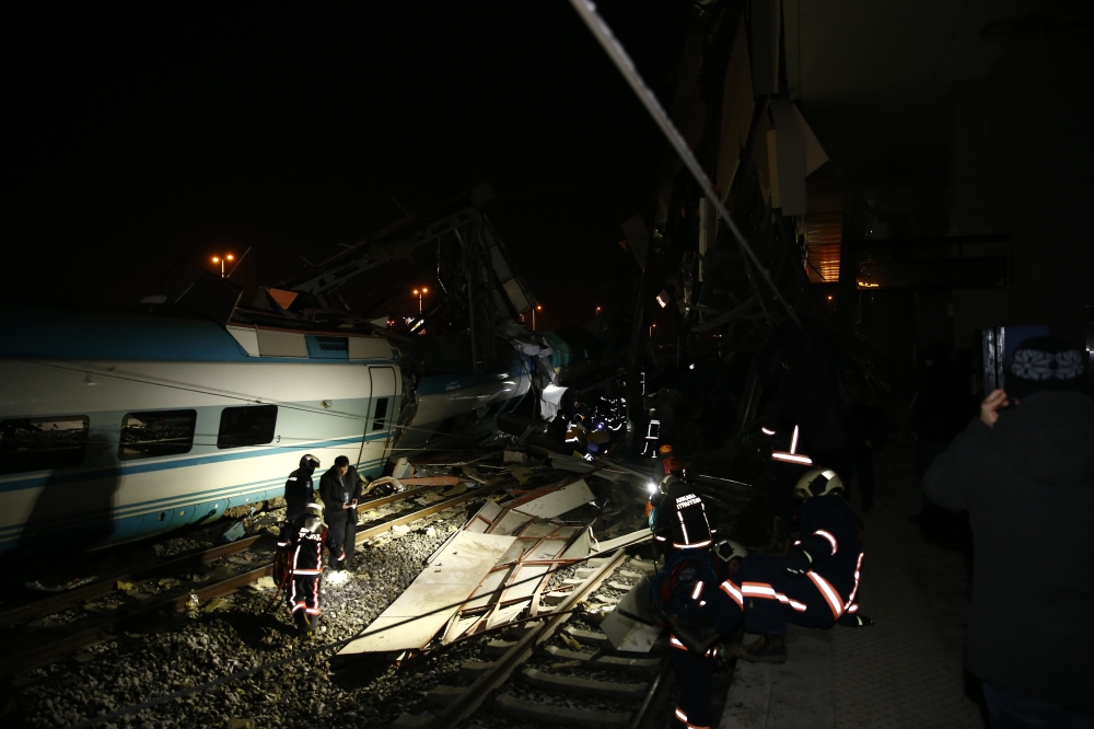 Rescue workers are seen at the station after high-speed train crashed in Turkish capital Ankara on December 13, 2018. ( Do?ukan Keskink?l?ç - Anadolu Agency )