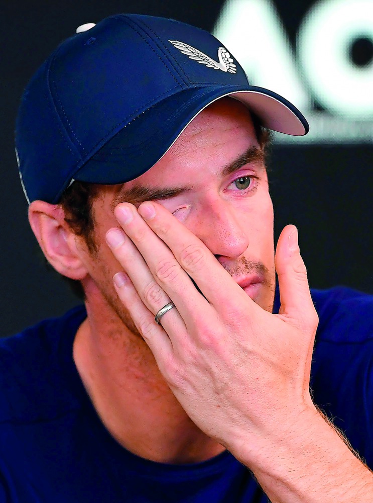 Andy Murray of Great Britain breaks down during a press conference in Melbourne yesterday. The injury-plagued former world number one yesterday said he is set to retire this year.