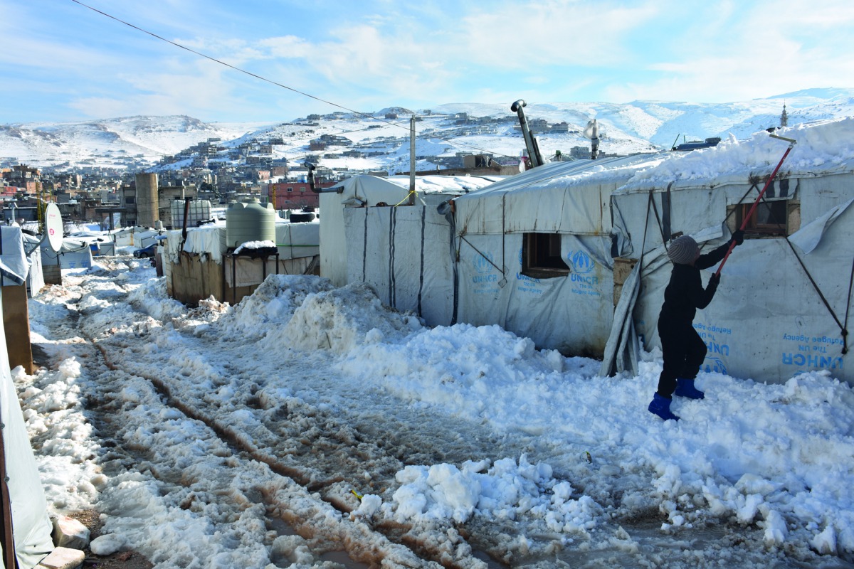 A view of snow-covered refugee camp in Arsal, Lebanon on January 10, 2019. (Jihad Muhammad Behlok/Anadolu Agency)