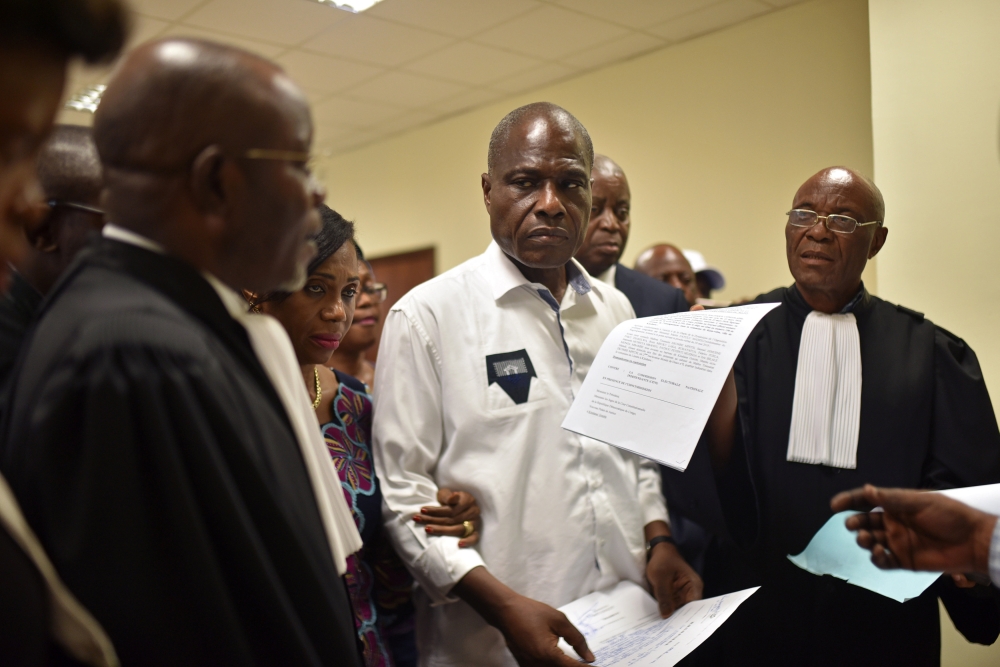 Martin Fayulu, runner-up in Democratic Republic of Congo's presidential election, delivers his appeal contesting the Congo's National Independent Electoral Commission (CENI) results of the presidential election at the constitutional court in Kinshasa, Dem