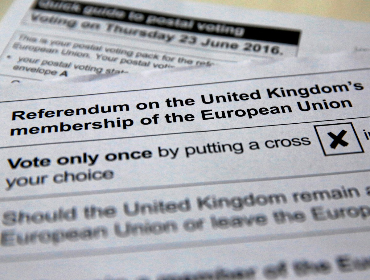 Illustration picture of postal ballot papers June 1, 2016 ahead of the June 23 Brexit referendum when voters will decide whether Britain will remain in the European Union. Reuters/Russell Boyce